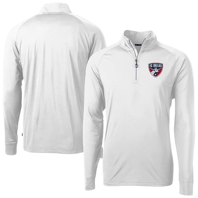 Men's Cutter & Buck  White FC Dallas Adapt Eco Knit Stretch Recycled Raglan Quarter-Zip Pullover Top