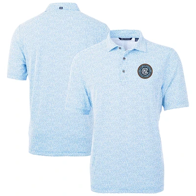Men's Cutter & Buck Powder Blue New York City FC DryTec Virtue Eco Pique Botanical Print Recycled Polo