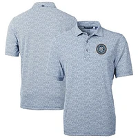 Men's Cutter & Buck Navy New York City FC DryTec Virtue Eco Pique Botanical Print Recycled Polo