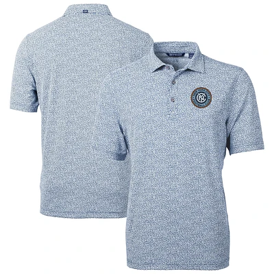Men's Cutter & Buck Navy New York City FC DryTec Virtue Eco Pique Botanical Print Recycled Polo