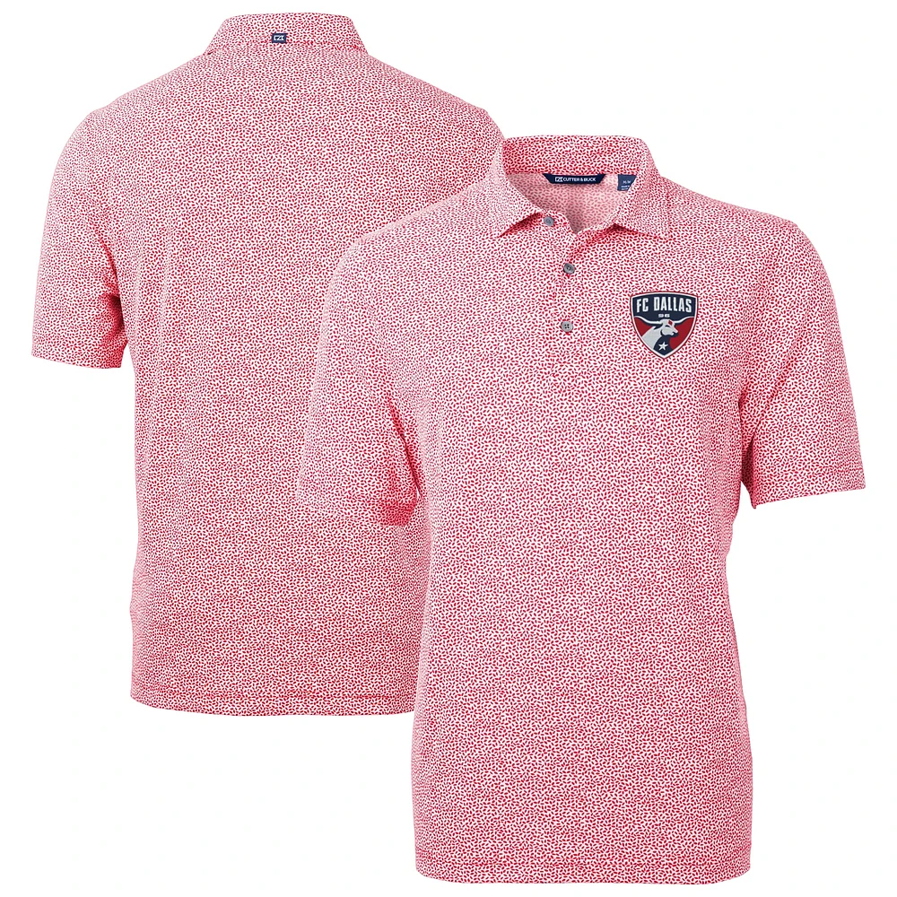 Men's Cutter & Buck Red FC Dallas DryTec Virtue Eco Pique Botanical Print Recycled Polo