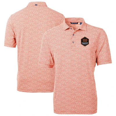 Men's Cutter & Buck Orange Houston Dynamo FC DryTec Virtue Eco Pique Botanical Print Recycled Polo