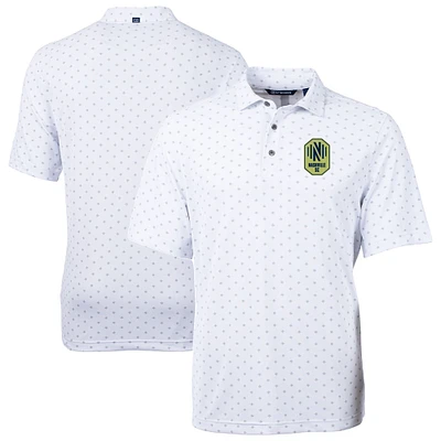 Men's Cutter & Buck White Nashville SC DryTec Virtue Eco Pique Tile Print Recycled Polo