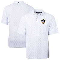 Men's Cutter & Buck White LA Galaxy DryTec Virtue Eco Pique Tile Print Recycled Polo