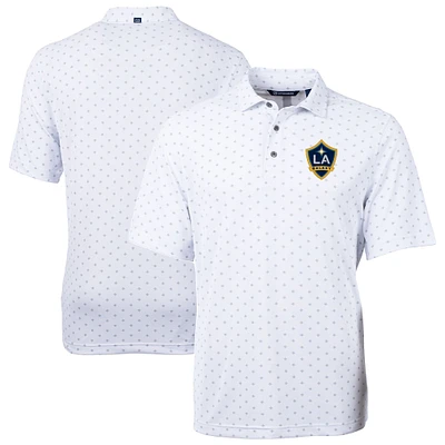 Men's Cutter & Buck White LA Galaxy DryTec Virtue Eco Pique Tile Print Recycled Polo