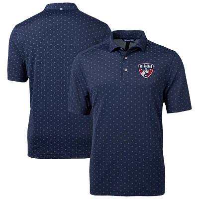 Men's Cutter & Buck Navy FC Dallas DryTec Virtue Eco Pique Tile Print Recycled Polo