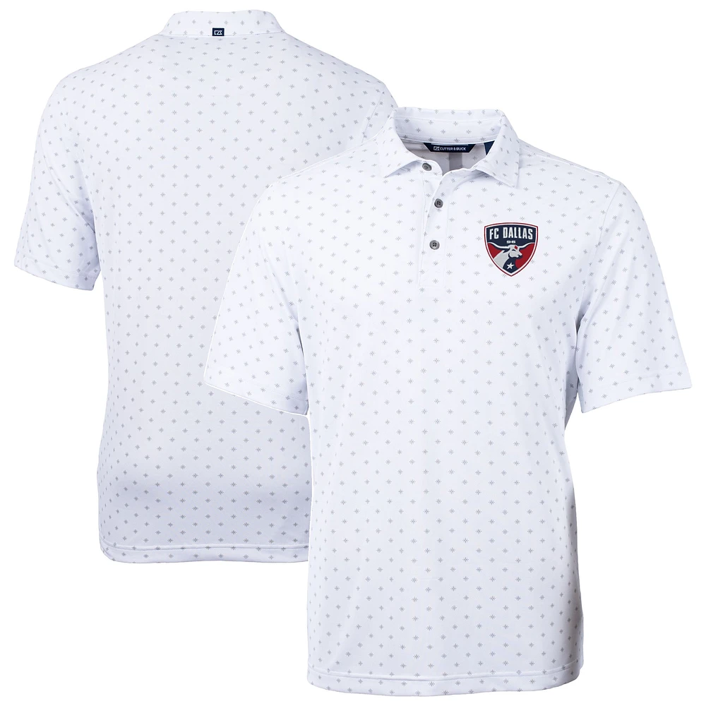Men's Cutter & Buck White FC Dallas DryTec Virtue Eco Pique Tile Print Recycled Polo