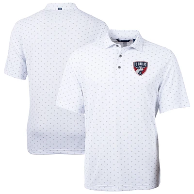Men's Cutter & Buck White FC Dallas DryTec Virtue Eco Pique Tile Print Recycled Polo
