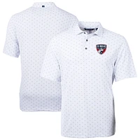 Men's Cutter & Buck White FC Dallas DryTec Virtue Eco Pique Tile Print Recycled Polo