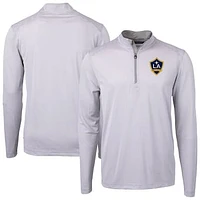 Men's Cutter & Buck Gray LA Galaxy DryTec Virtue Eco Pique Micro Stripe Recycled Quarter-Zip Pullover Top
