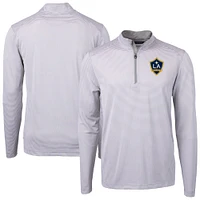 Men's Cutter & Buck Gray LA Galaxy DryTec Virtue Eco Pique Micro Stripe Recycled Quarter-Zip Pullover Top