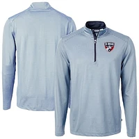 Men's Cutter & Buck Powder Blue FC Dallas DryTec Virtue Eco Pique Micro Stripe Recycled Quarter-Zip Pullover Top