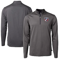Men's Cutter & Buck FC Dallas DryTec Virtue Eco Pique Micro Stripe Recycled Quarter-Zip Pullover Top