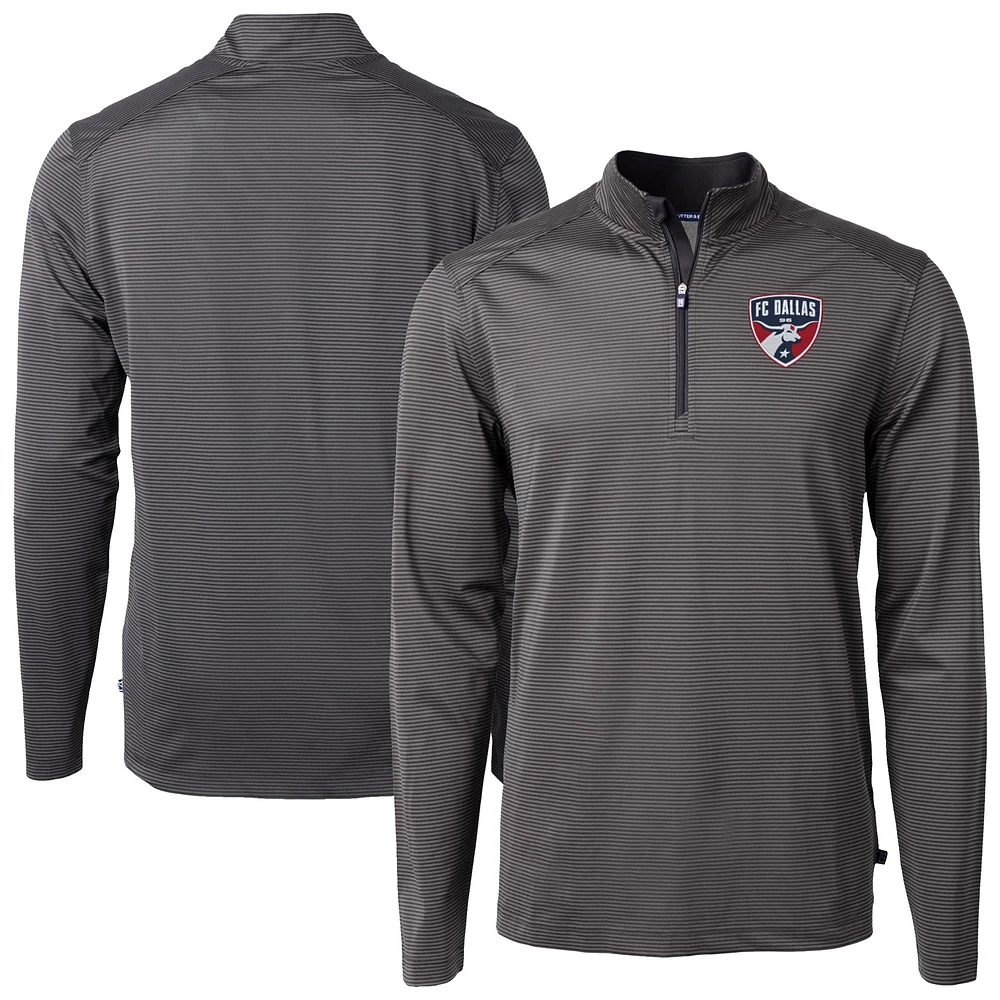 Men's Cutter & Buck FC Dallas DryTec Virtue Eco Pique Micro Stripe Recycled Quarter-Zip Pullover Top