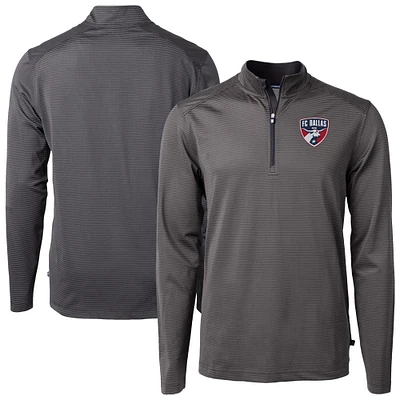 Men's Cutter & Buck FC Dallas DryTec Virtue Eco Pique Micro Stripe Recycled Quarter-Zip Pullover Top