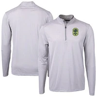 Men's Cutter & Buck Gray Nashville SC DryTec Virtue Eco Pique Micro Stripe Recycled Quarter-Zip Pullover Top