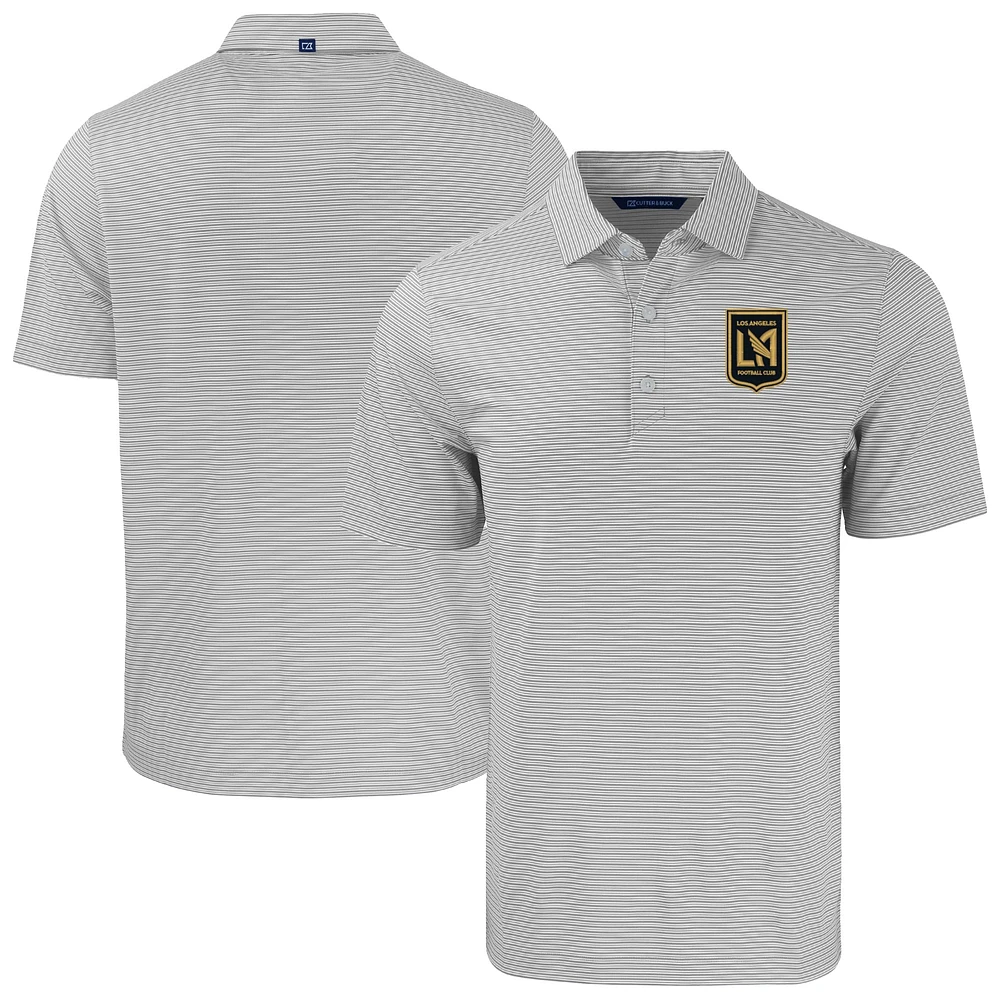 Men's Cutter & Buck /White LAFC Forge Eco Double Stripe Stretch Recycled Tri-Blend Polo