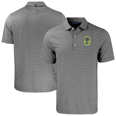 Men's Cutter & Buck Black/White Nashville SC Forge Eco Double Stripe Stretch Recycled Tri-Blend Polo