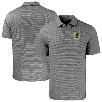 Men's Cutter & Buck Black/White Nashville SC Forge Eco Double Stripe Stretch Recycled Tri-Blend Polo