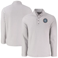 Men's Cutter & Buck  Gray New York City FC Hunts Point Eco Textured Fleece Recycled Quarter-Snap Pullover