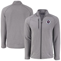 Men's Cutter & Buck  Heather Gray New England Revolution Peshastin Eco Fleece Recycled Raglan Full-Zip Jacket