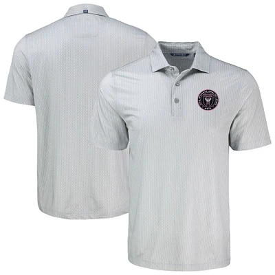 Men's Cutter & Buck Gray Inter Miami CF  Pike Eco Shadow Check Print Polo