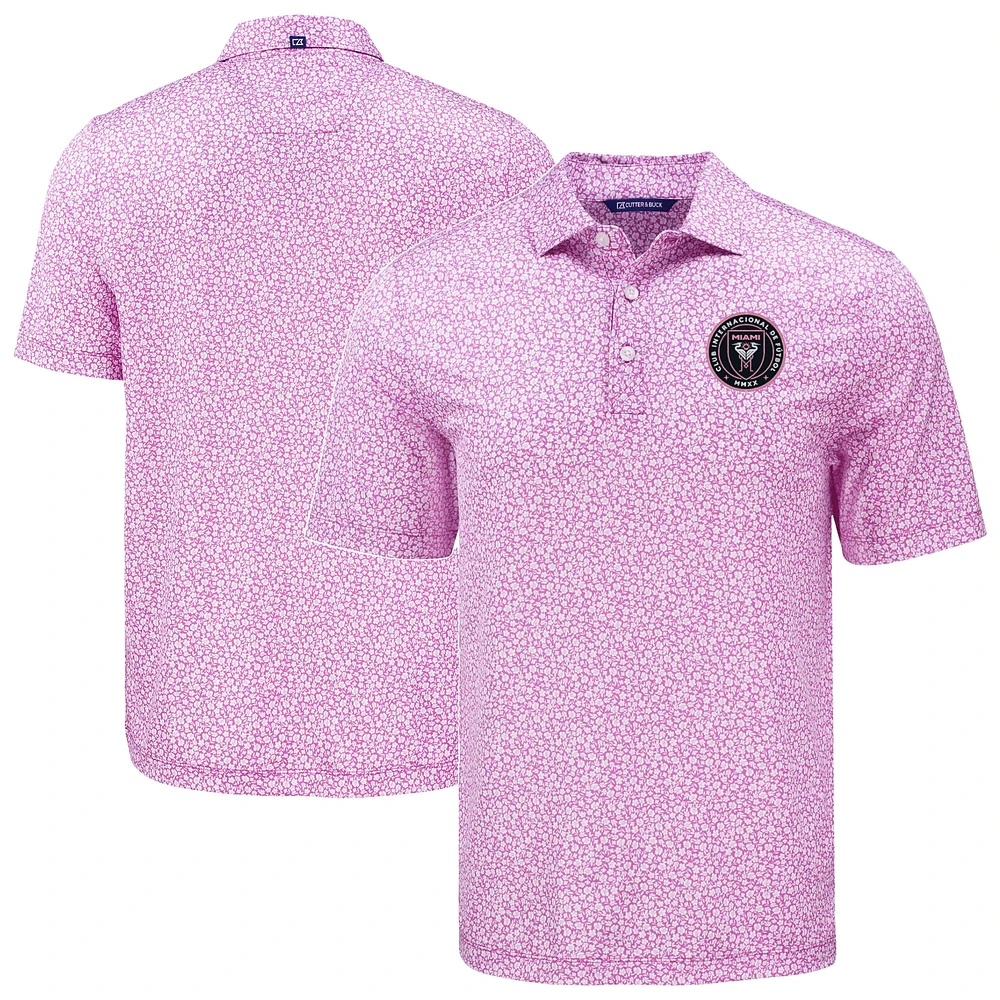 Men's Cutter & Buck Inter Miami CF Pike Eco Flora Print Recycled Polo