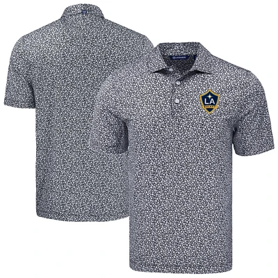 Men's Cutter & Buck  Black LA Galaxy Pike Eco Flora Print Recycled Polo