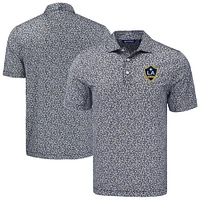 Men's Cutter & Buck  Black LA Galaxy Pike Eco Flora Print Recycled Polo