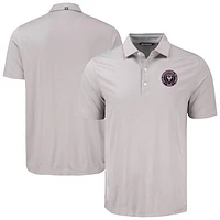 Men's Cutter & Buck Gray Inter Miami CF Forge Eco Fine Line Stripe Stretch Recycled Polo