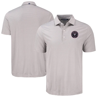 Men's Cutter & Buck Gray Inter Miami CF Forge Eco Fine Line Stripe Stretch Recycled Polo