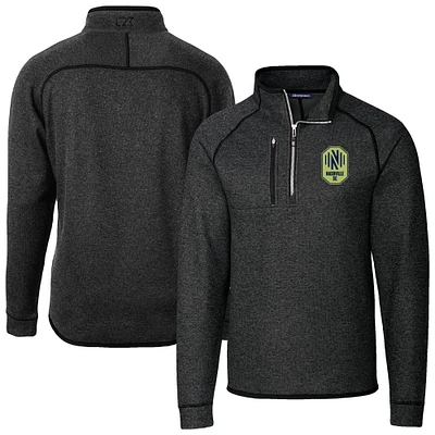 Men's Cutter & Buck Heather Charcoal Nashville SC Mainsail Sweater-Knit Half-Zip Pullover Jacket