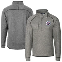 Men's Cutter & Buck Heather Gray New England Revolution Mainsail Sweater-Knit Half-Zip Jacket