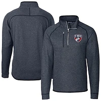 Men's Cutter & Buck Heather Navy FC Dallas Mainsail Sweater-Knit Half-Zip Jacket