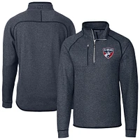 Men's Cutter & Buck Heather Navy FC Dallas Mainsail Sweater-Knit Half-Zip Jacket