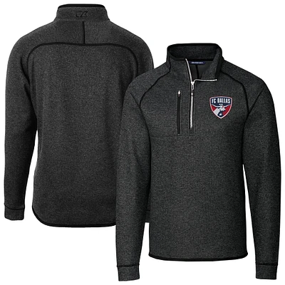 Men's Cutter & Buck Heather Charcoal FC Dallas Mainsail Sweater-Knit Half-Zip Jacket