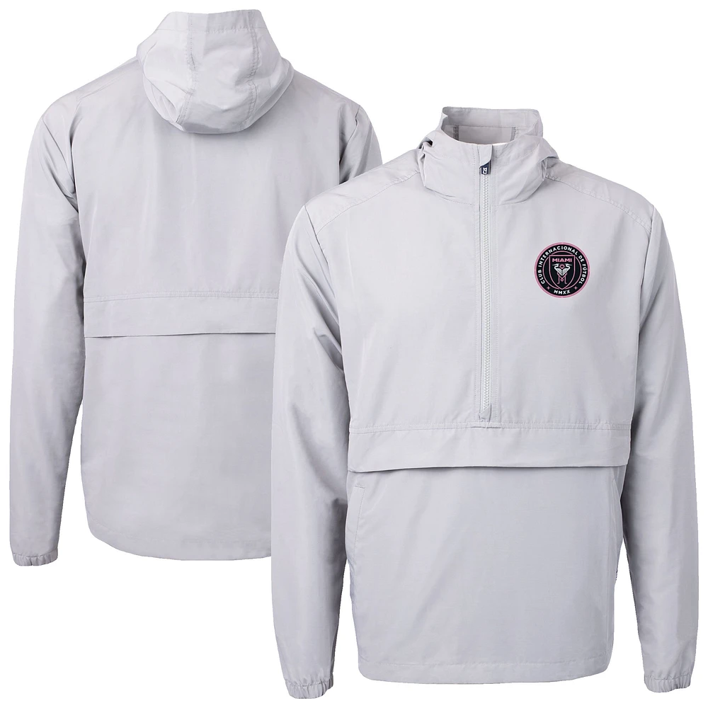 Men's Cutter & Buck Gray Inter Miami CF Charter Eco Recycled Full-Zip Anorak Jacket