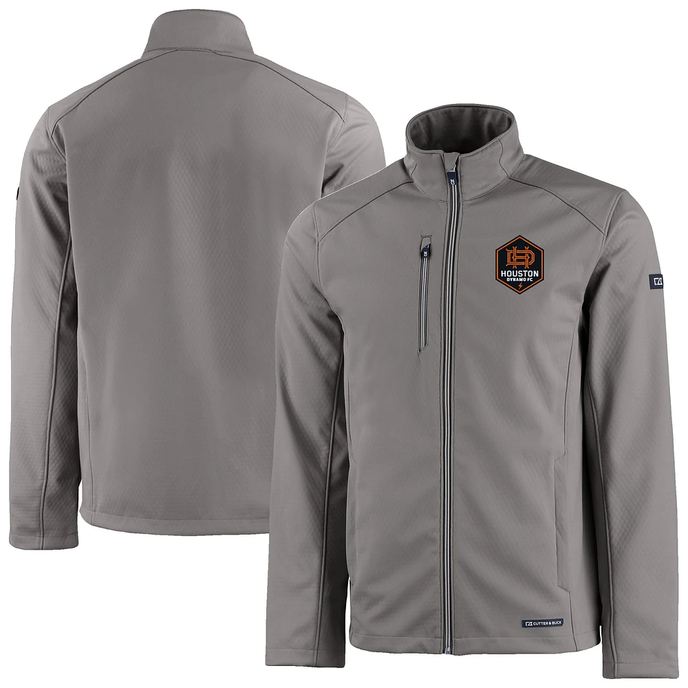 Men's Cutter & Buck Gray Houston Dynamo FC Evoke Eco Softshell Recycled Full-Zip Jacket