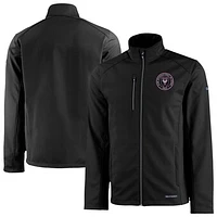 Men's Cutter & Buck  Black Inter Miami CF Evoke Eco Softshell Recycled Full-Zip Jacket