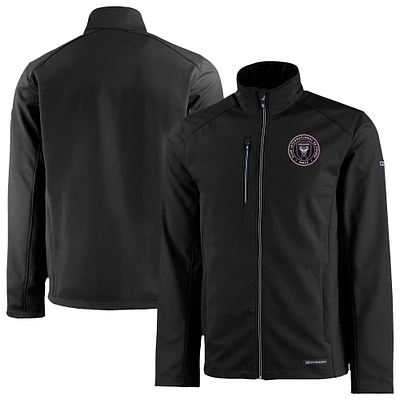 Men's Cutter & Buck  Black Inter Miami CF Evoke Eco Softshell Recycled Full-Zip Jacket