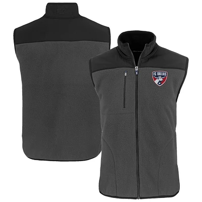 Men's Cutter & Buck Gray FC Dallas Cascade Eco Fleece Full-Zip Vest