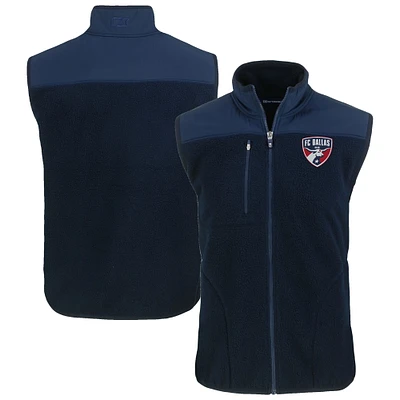 Men's Cutter & Buck Navy FC Dallas Cascade Eco Fleece Full-Zip Vest
