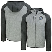 Men's Cutter & Buck  Heather Gray New York City FC Mainsail Full-Zip Hooded Jacket