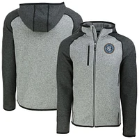 Men's Cutter & Buck  Heather Gray New York City FC Mainsail Full-Zip Hooded Jacket