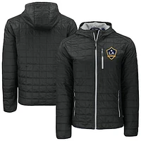 Men's Cutter & Buck Black LA Galaxy Rainier PrimaLoft® Eco Full-Zip Hoodie Jacket