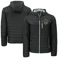 Men's Cutter & Buck Black LA Galaxy Rainier PrimaLoft® Eco Full-Zip Hoodie Jacket