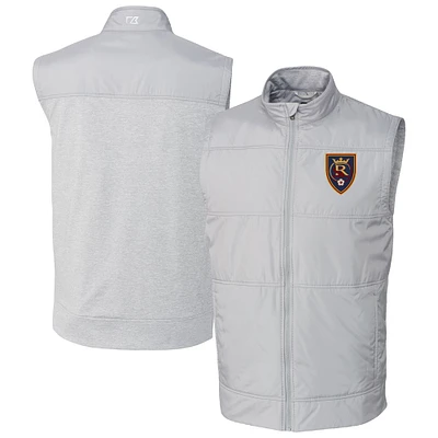 Men's Cutter & Buck  Gray Real Salt Lake Stealth Hybrid Quilted Windbreaker Vest