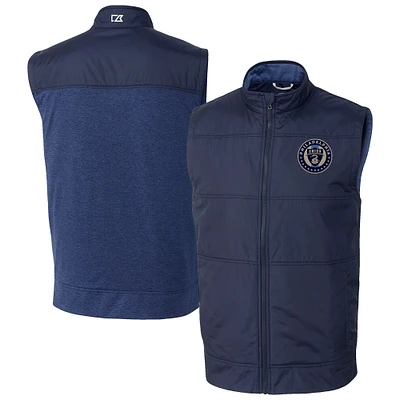 Men's Cutter & Buck  Navy Philadelphia Union Stealth Hybrid Quilted Windbreaker Vest