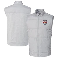 Men's Cutter & Buck  Gray New York Red Bulls Stealth Hybrid Quilted Windbreaker Vest