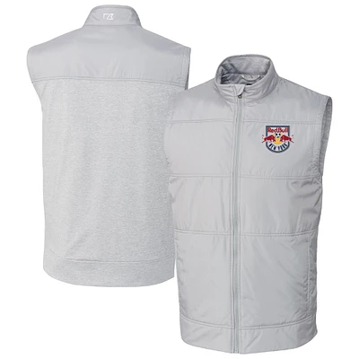 Men's Cutter & Buck  Gray New York Red Bulls Stealth Hybrid Quilted Windbreaker Vest